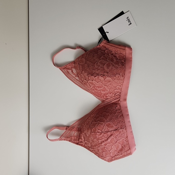 KNIX NWT Lace Deep V Bralette Large pink - Picture 2 of 6